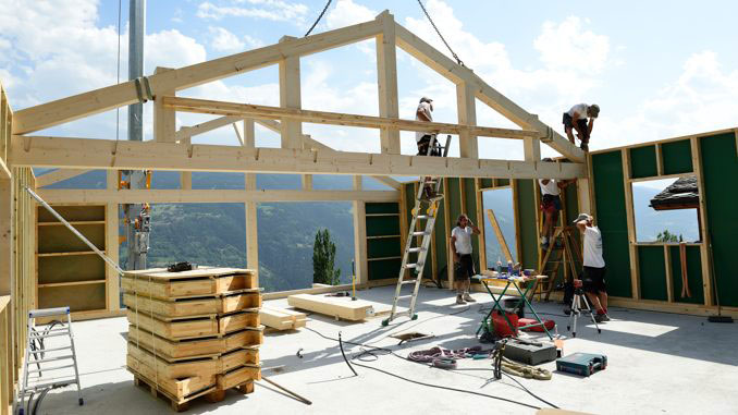 vue intérieur du chalet en construction